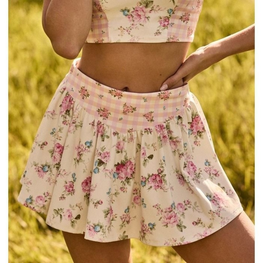 AS Revival Revival Floral Gingham Skort Pink Rose Athletic Size XS